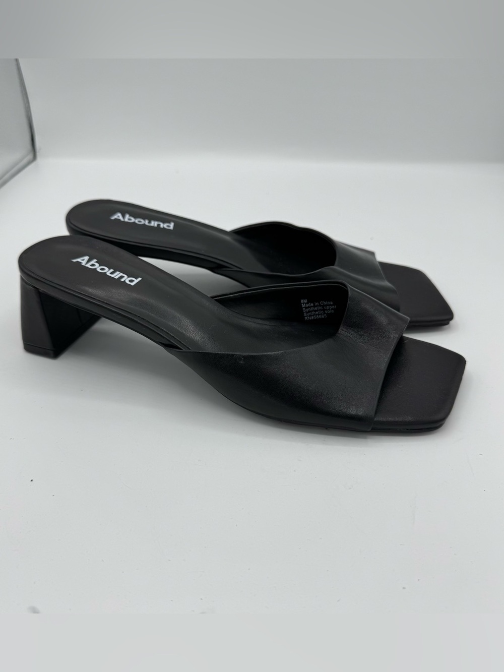 NEW‎ Abound Erica Black Block Heel Square Toe Slide Sandals size 8 90’s vibe